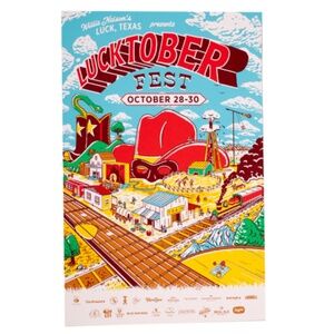 Willie Nelson Lucktober Fest Concert Poster Luck Texas Cowboy Outlaw 11x17